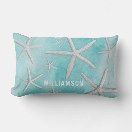 トロピカルビーチコースタルヒトデブモダンルー ランバークッション (正面)