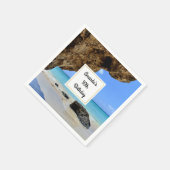 トロピカルビーチコーストとビッグロック誕生日 スタンダードカクテルナプキン (角)