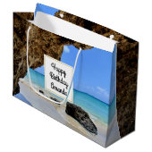 トロピカルビーチコーストとビッグロック誕生日 ラージペーパーバッグ (正面アングル)