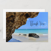トロピカルビーチコーストと大きな岩|過去記事 サンキューカード (正面/裏面)