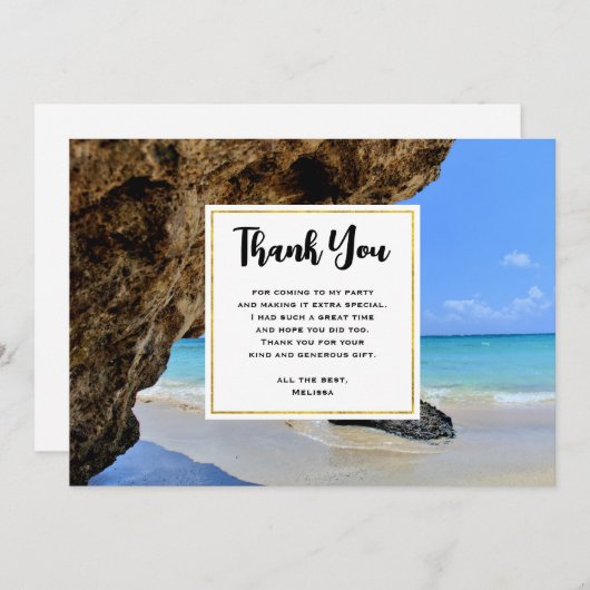 トロピカルビーチコーストと大きな岩|過去記事 サンキューカード (正面/裏面)