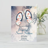 トロピカルビーチコーラルビーチサンダルズスウィート16パーティー 招待状 (スタンド正面)