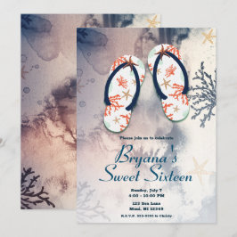 トロピカルビーチコーラルビーチサンダルズスウィート16パーティー 招待状
