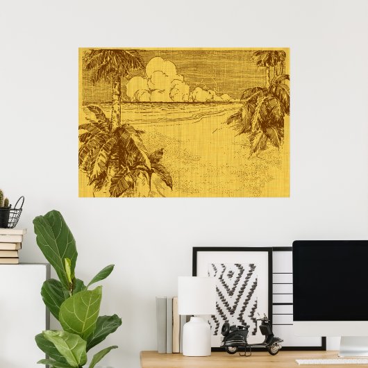 トロピカルビーチサウスウィンドヴィンテージアート ポスター (ホームオフィス)