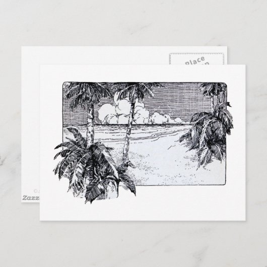 トロピカルビーチサウスウィンドヴィンテージアート ポストカード (正面/裏面)