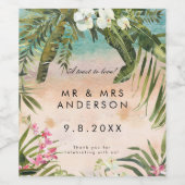 トロピカルビーチサマーウェディングパーティーボトル ワインラベル (シングルラベル)