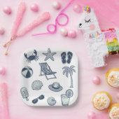 トロピカルビーチサマーカニポップシクルシーシェルボール ペーパープレート (パーティー)