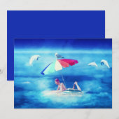 トロピカルビーチサマーガールバケーションウォーターカラー シーズンカード (正面/裏面)