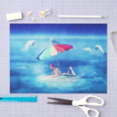 トロピカルビーチサマーガールバケーションウォーターカラー 薄葉紙 (クラフト)