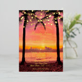 トロピカルビーチサマーサンセット結婚式招待状 箔招待状 (立ち正面)