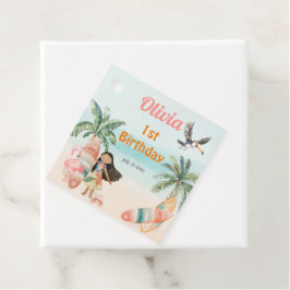 トロピカルビーチサマーサーフシーワンバースデーガール フェイバータグ