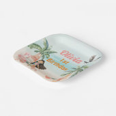 トロピカルビーチサマーサーフシーワンバースデーガール ペーパープレート (傾斜あり)