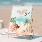 トロピカルビーチサマーサーフシーワンバースデーガール 招待状