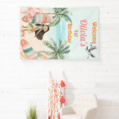 トロピカルビーチサマーサーフシーワンバースデーガール 横断幕 (インサイチュ)