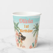 トロピカルビーチサマーサーフシーワンバースデーガール 紙コップ (裏面)