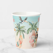 トロピカルビーチサマーサーフシーワンバースデーガール 紙コップ (左)