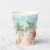 トロピカルビーチサマーサーフシーワンバースデーガール 紙コップ (右)