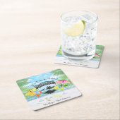 トロピカルビーチサマーバケーション |パーソナライズされた | スクエアペーパーコースター (インサイチュ)