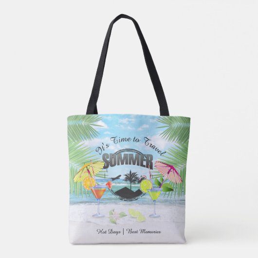 トロピカルビーチサマーバケーション |パーソナライズされた | トートバッグ (裏面)