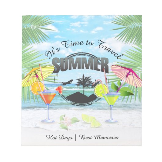 トロピカルビーチサマーバケーション |パーソナライズされた | ノートパッド (正面)