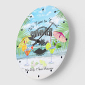 トロピカルビーチサマーバケーション|パーソナライズされた| ラージ壁時計 (傾斜)