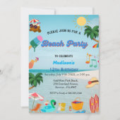 トロピカルビーチサマーバースデーパーティー 招待状 (正面)
