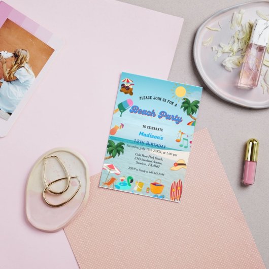 トロピカルビーチサマーバースデーパーティー 招待状