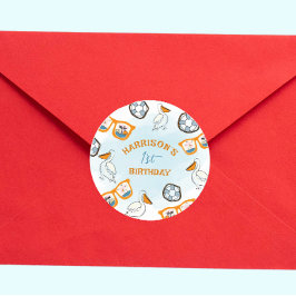 トロピカルビーチサングラスボーイ誕生日 ラウンドシール