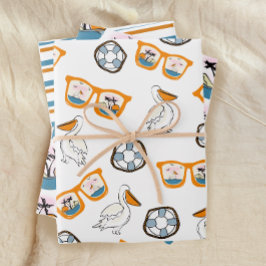 トロピカルビーチサングラス誕生日 ラッピングペーパーシート