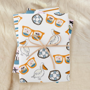 トロピカルビーチサングラス誕生日 ラッピングペーパーシート