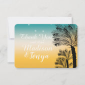 トロピカルビーチサンセットありがとうウェディング 招待状 (正面)