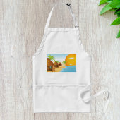トロピカルビーチサンセットと草葺き小屋 スタンダードエプロン