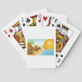 トロピカルビーチサンセットと草葺き小屋 トランプ (裏面)