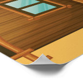 トロピカルビーチサンセットと草葺き小屋 ポスター (角)