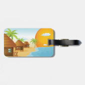 トロピカルビーチサンセットと草葺き小屋 ラゲッジタグ (裏面横)