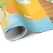 トロピカルビーチサンセットと草葺き小屋 ラッピングペーパー (ロールコーナー)