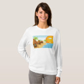 トロピカルビーチサンセットと草葺き小屋 Tシャツ (正面フル)