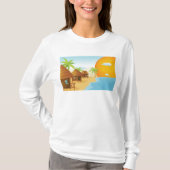 トロピカルビーチサンセットと草葺き小屋 Tシャツ (正面)