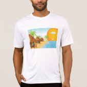 トロピカルビーチサンセットと草葺き小屋 Tシャツ (正面)