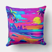 トロピカルビーチサンセットアート クッション (裏面)