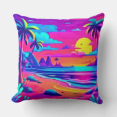 トロピカルビーチサンセットアート クッション (正面)
