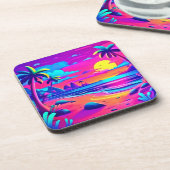 トロピカルビーチサンセットアート コースター (左側)