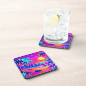 トロピカルビーチサンセットアート コースター (右側)