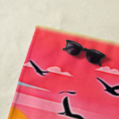 トロピカルビーチサンセットウィズレインボー ビーチタオル (インサイチュ)