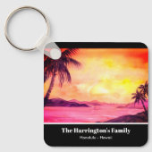 トロピカルビーチサンセットウォーターカラーファリダグリーンフィールド キーホルダー (正面)