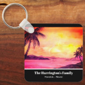 トロピカルビーチサンセットウォーターカラーファリダグリーンフィールド キーホルダー (正面)