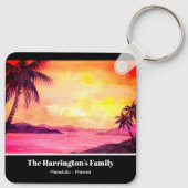 トロピカルビーチサンセットウォーターカラーファリダグリーンフィールド キーホルダー (裏面)