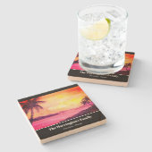 トロピカルビーチサンセットウォーターカラーファリダグリーンフィールド ストーンコースター (横)