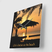 トロピカルビーチサンセットウォールクロック スクエア壁時計 (傾斜)