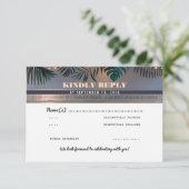 トロピカルビーチサンセットデスティネーションウェディングの出欠確認 出欠カード (スタンド正面)